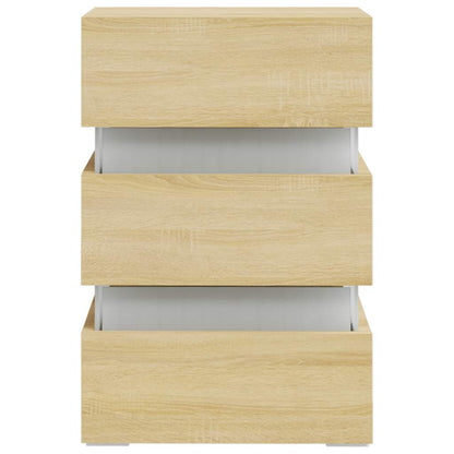 Mesita De Noche Luz Led Madera De Ingeniería Sonoma 45x35x67 Cm_4