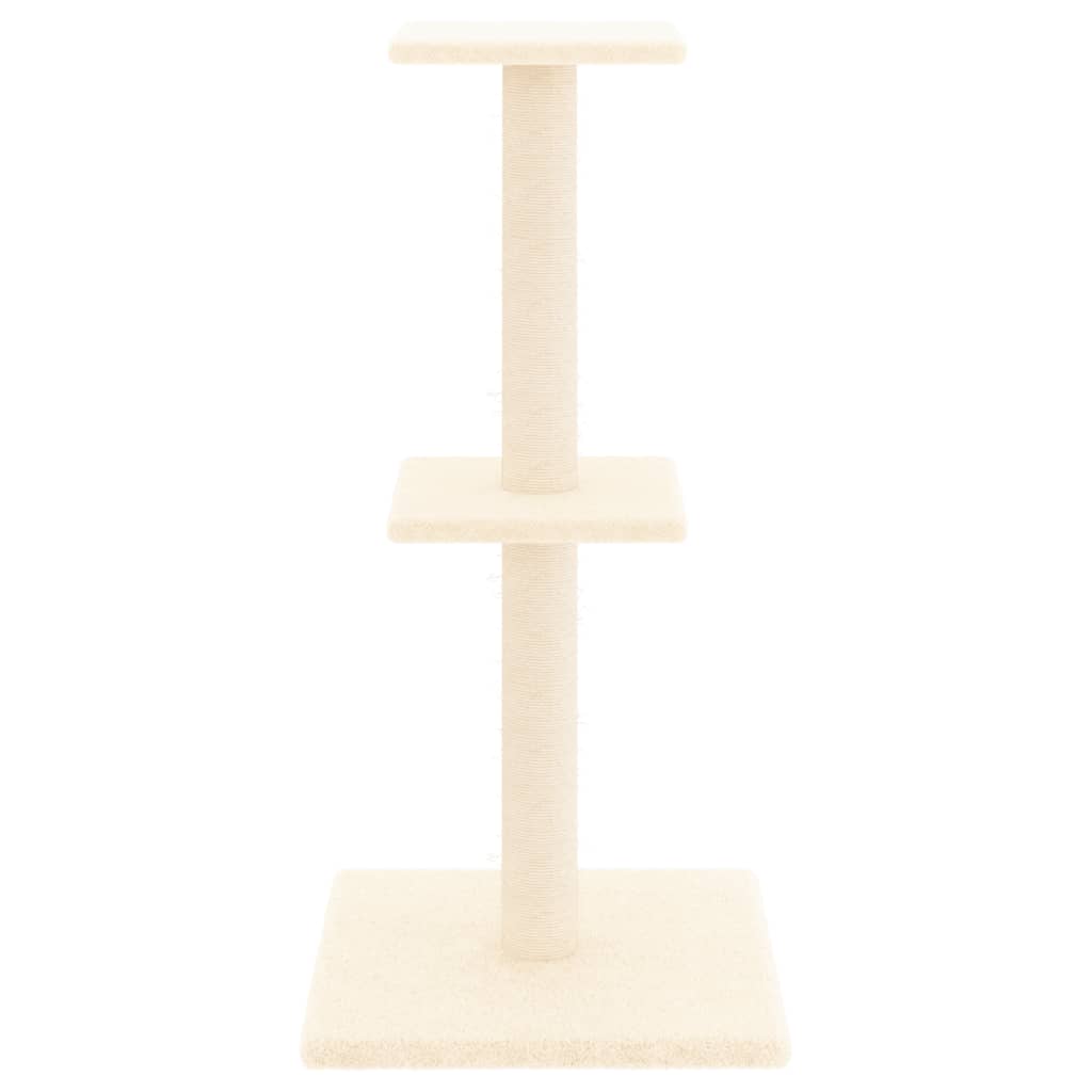 Rascador Para Gatos Con Postes De Sisal Color Crema 73 Cm_2