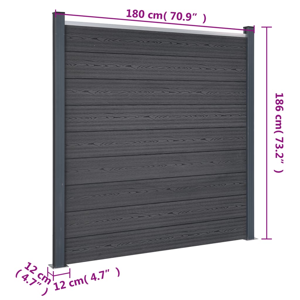 Juego De Paneles De Valla Wpc Gris 180x186 Cm / Vetonek_2