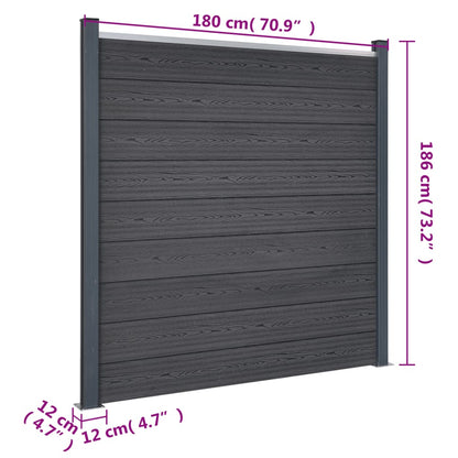 Juego De Paneles De Valla Wpc Gris 180x186 Cm / Vetonek_2
