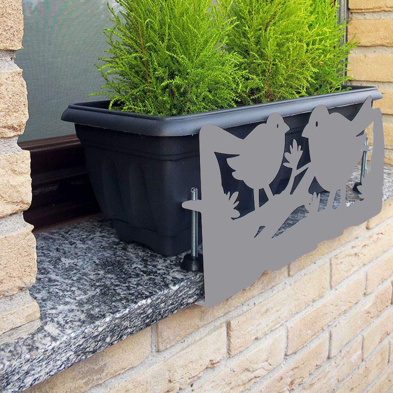 Soporte Jardinera Vasosicuro Pajaros Gris_1