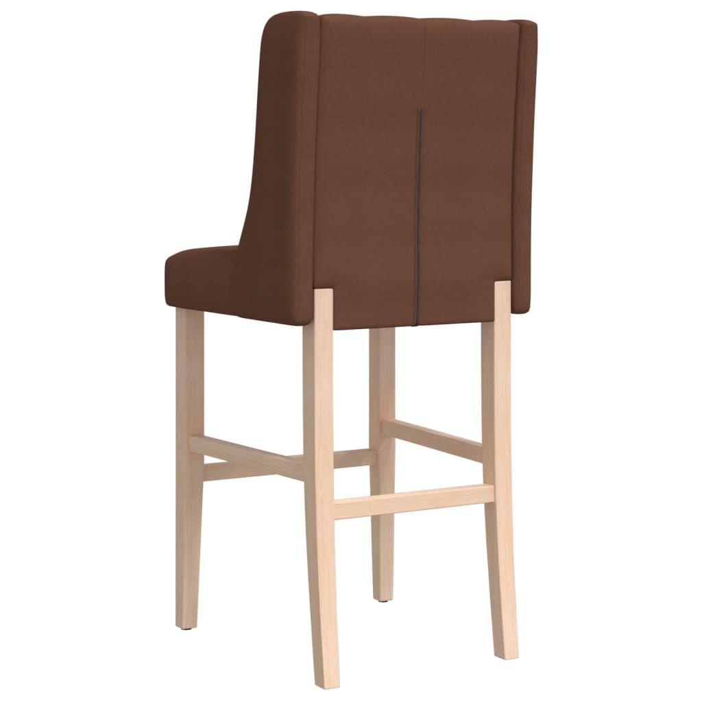 Taburetes Altos 2 Uds Madera Maciza De Caucho Y Tela_5