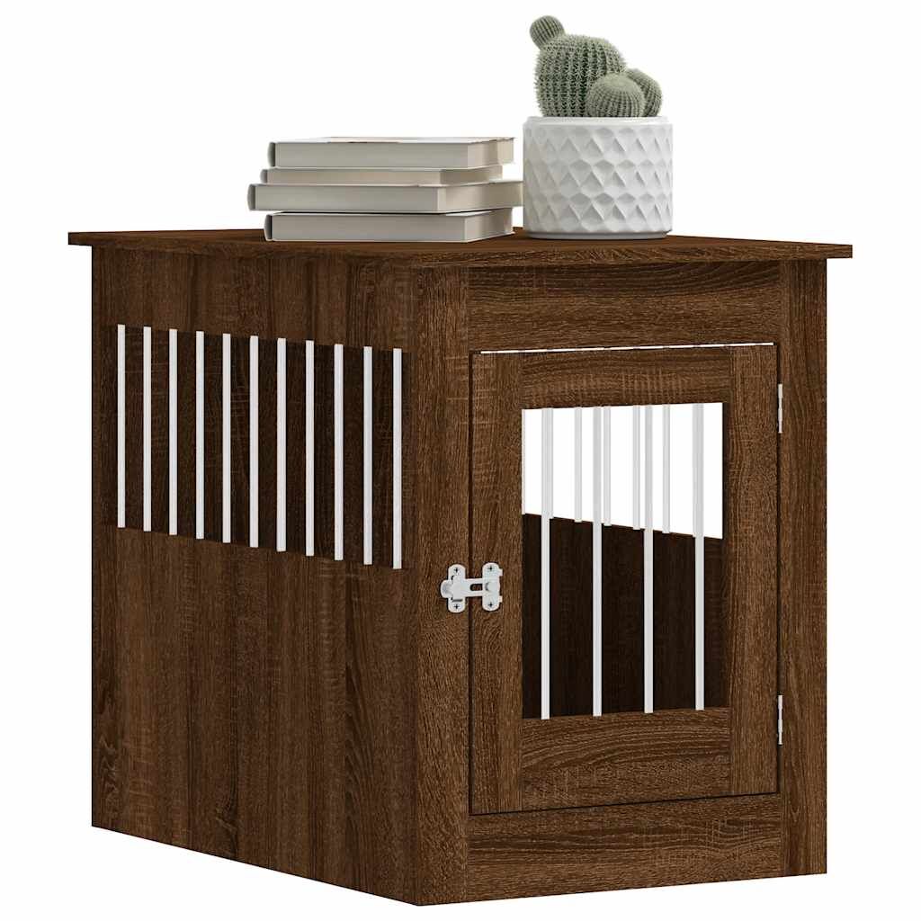 Vidaxl Jaula Para Perros Madera De Ingeniería Roble Marrón 55x80x68 Cm_3