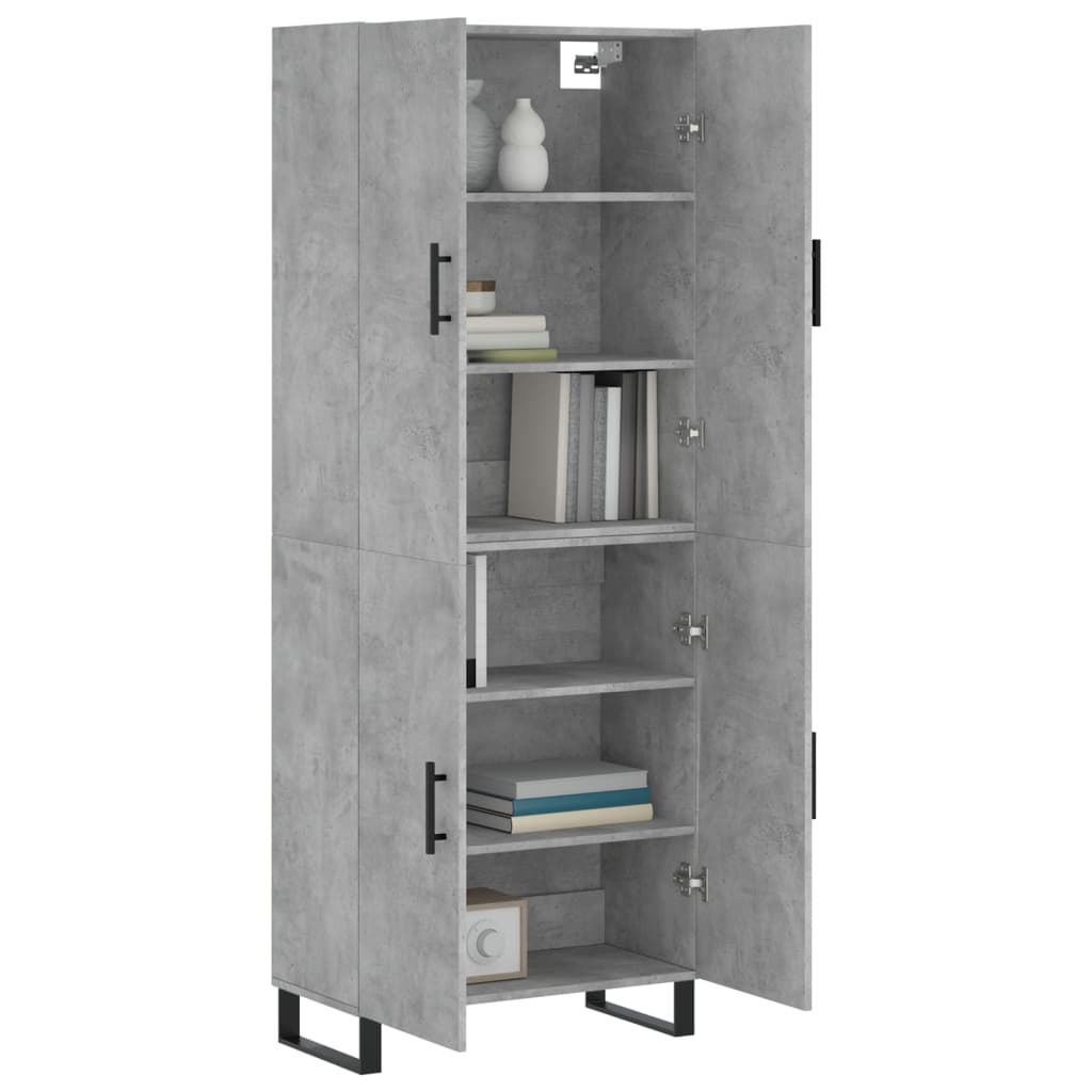 Aparador Alto Madera Contrachapada Gris Hormigón 69,5x34x180 Cm_2