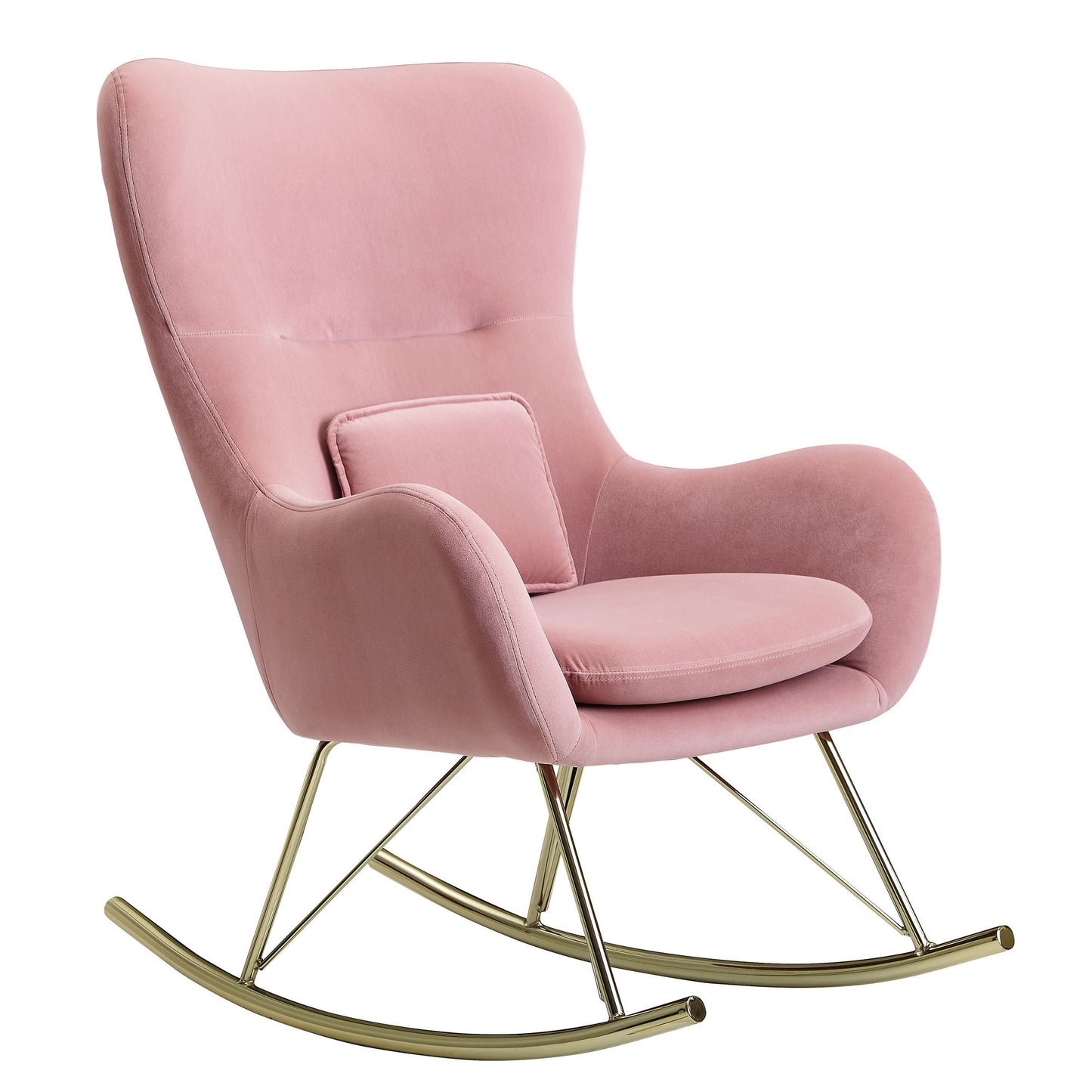 Mecedora De Terciopelo / Metal Rosa 74x101x89 Cm Con Patas Doradas_1