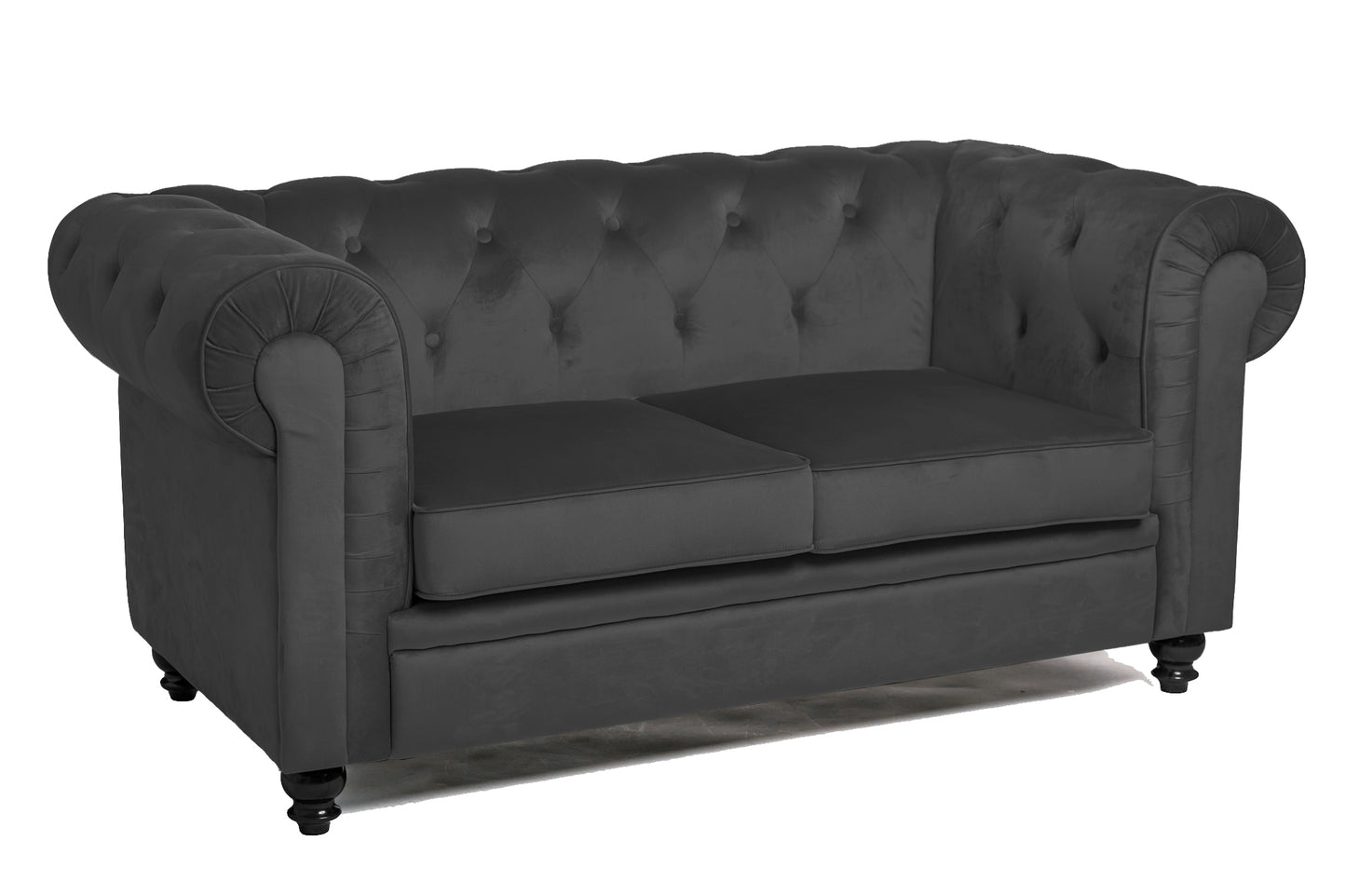 Chesterfield Terciopelo Gris 2 Plazas Vintage 158x82x72cm- Sofá Recto_0