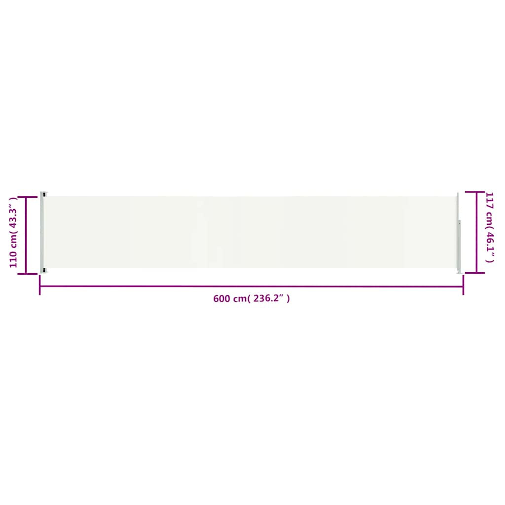 Vidaxl Toldo Lateral Retráctil Para Patio Crema 117x600 Cm_2