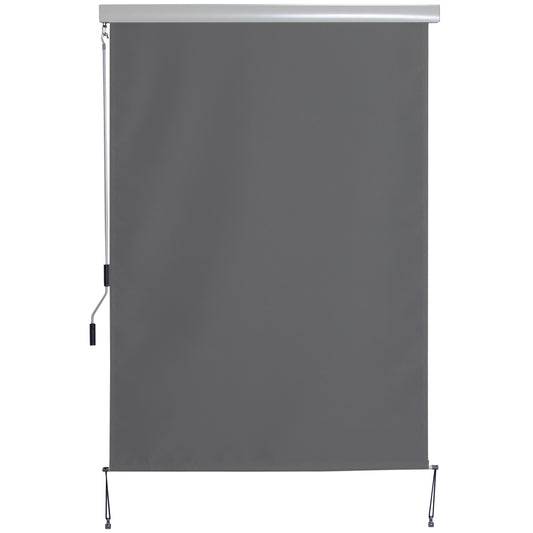 Outsunny Toldo Vertical Enrollable De Manivela Interior Exterior 140x250cm Gris_0