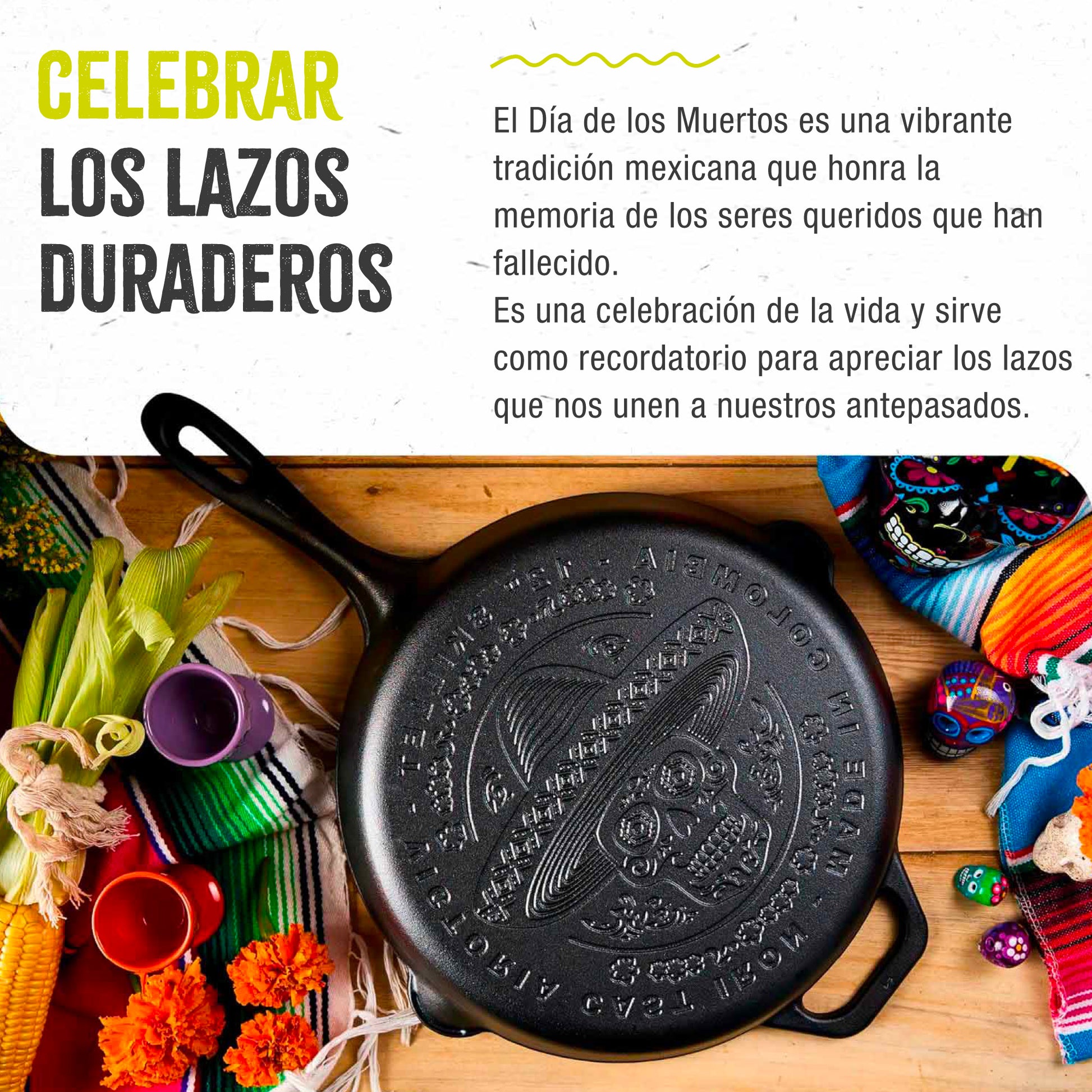 Victoria Sartén Hierro Fundido Esmaltado Diseño Calaca Inducción 30cm Apta Fuego, Horno Cast Iron Skillet, Calaca, Negro_4