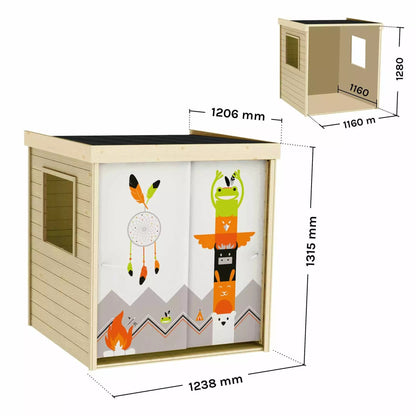Casita infantil de madera con cortina Indian Soulet