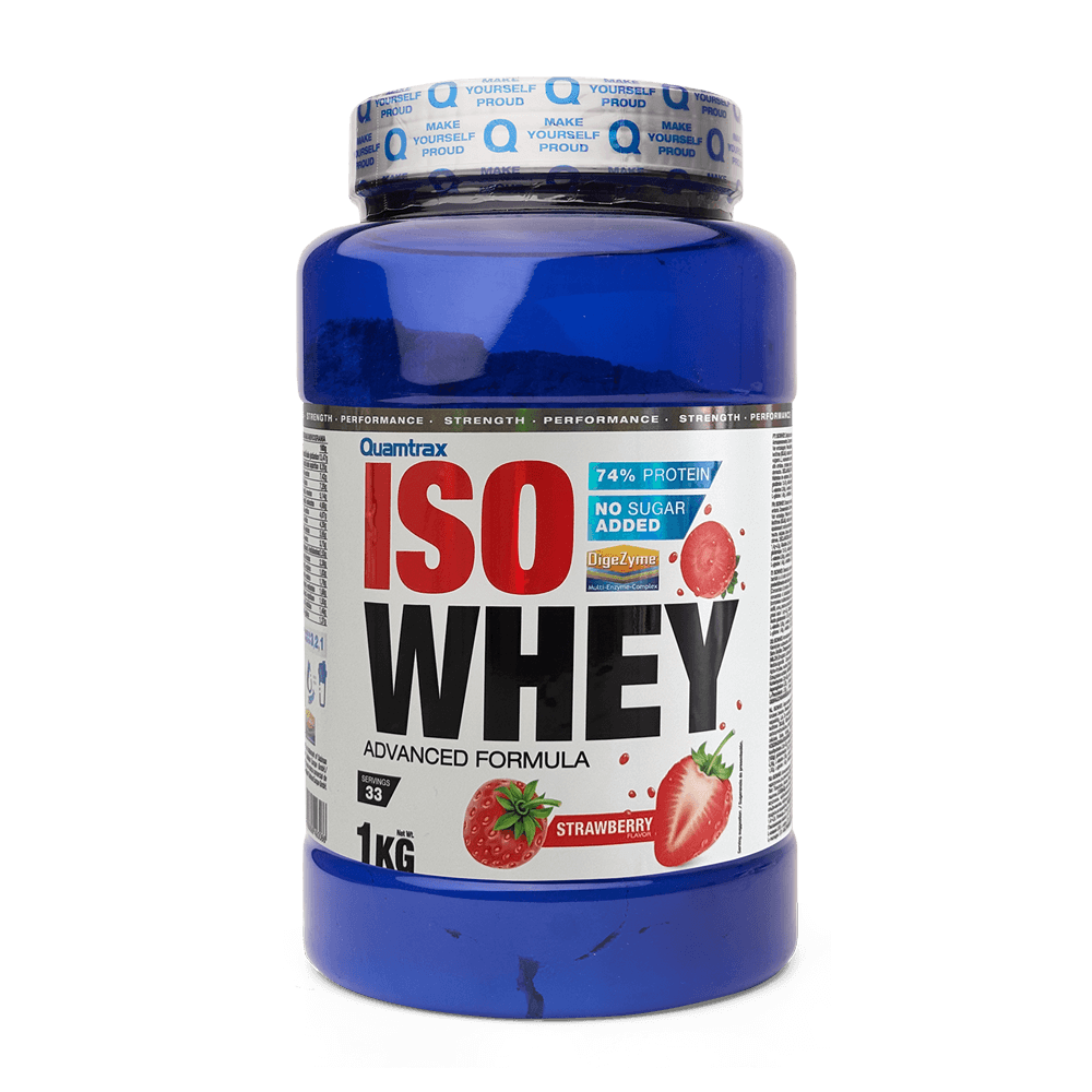 Isowhey - 1kg - Fresa - Proteína De Aislado De Suero Isolate - Quamtrax_0