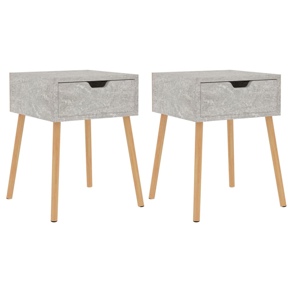 Mesitas De Noche 2 Uds Madera De Ingeniería Gris Hormigón_0