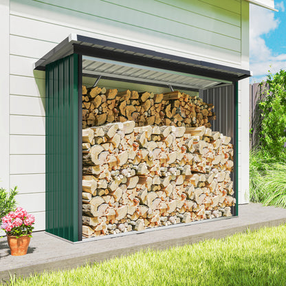 Outsunny Casetilla Para Leña Acero Galvanizado Con Base Elevada 213x66,5x150 Cm_3
