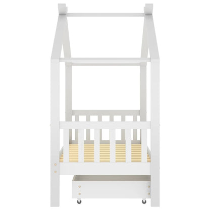 Vidaxl Estructura Cama Niños Con Cajón Madera Pino Blanco 80x160 Cm_3