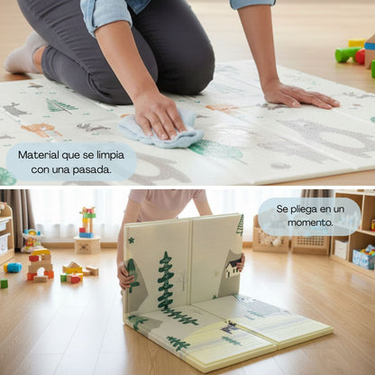 Alfombra Plegable Para Bebé 200 × 180 Cm, Reversible Animales/invierno Bathby_1