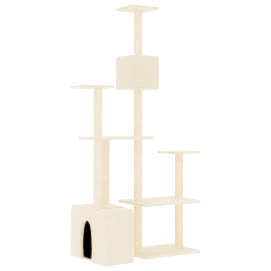 Vidaxl Rascador Para Gatos Con Postes De Sisal Crema 180 Cm_4