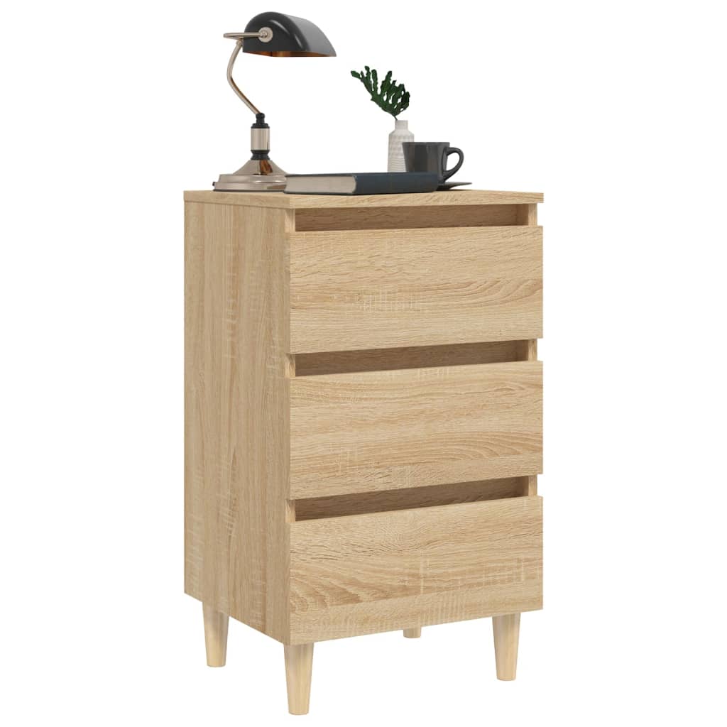Mesitas De Noche 2 Uds Patas De Madera Roble Sonoma 40x35x69 Cm_2
