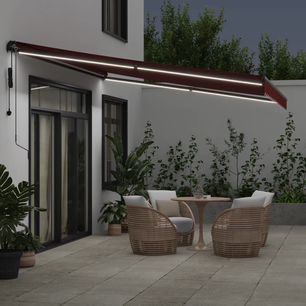 Toldo Retráctil Automático Con Leds Burdeos 450x350 Cm_2