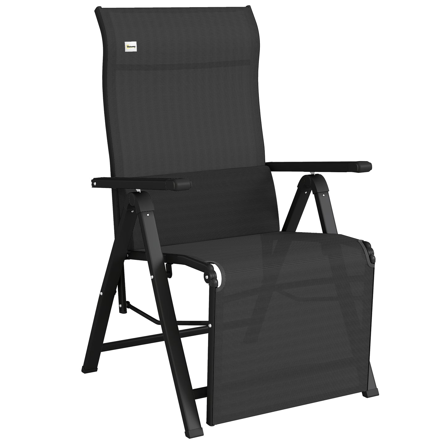 Outsunny Tumbona Plegable Con Respaldo Ajustable En 9 Posiciones Cojín Negro_0