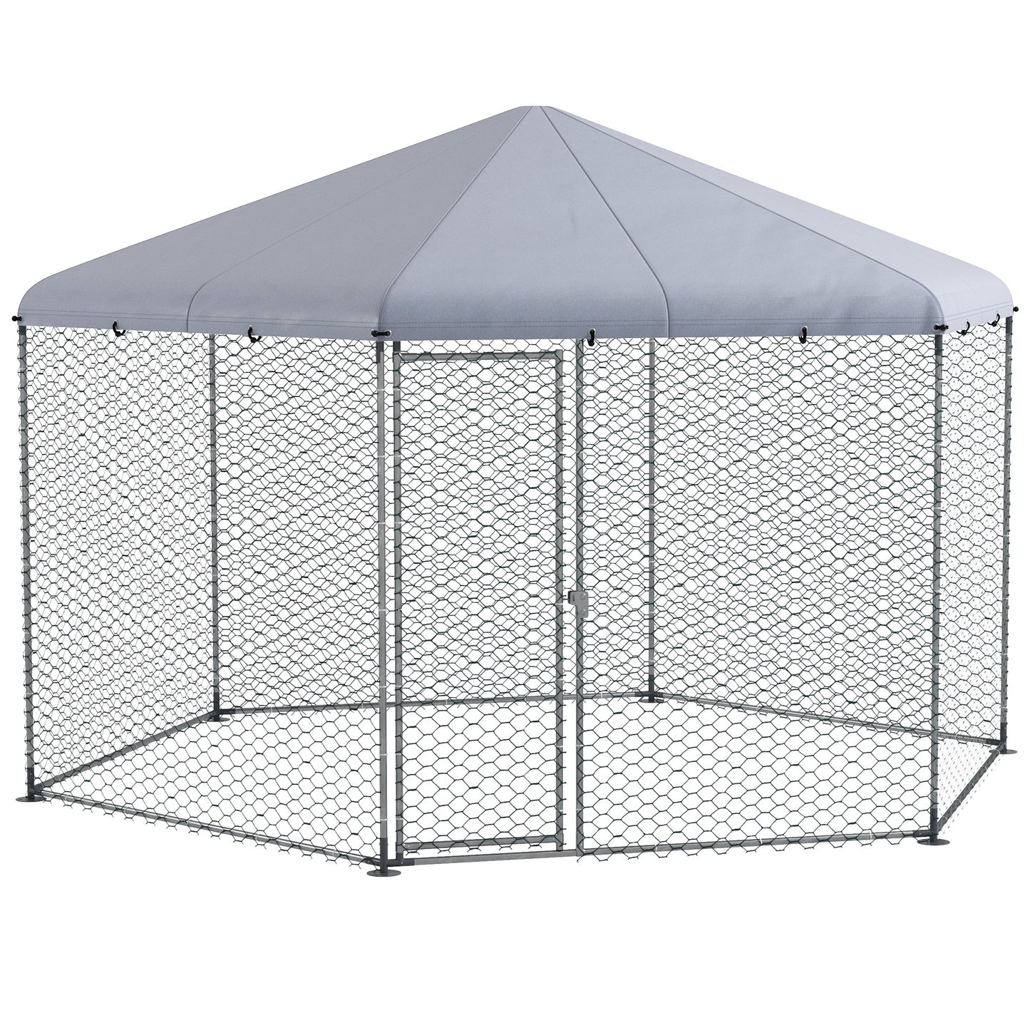 Pawhut Gallinero Para Exterior Grande De Acero 400x346x263 Cm Plata_0