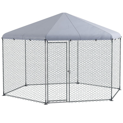Pawhut Gallinero Para Exterior Grande De Acero 400x346x263 Cm Plata_0