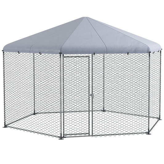 Pawhut Gallinero Para Exterior Grande De Acero 400x346x263 Cm Plata_0