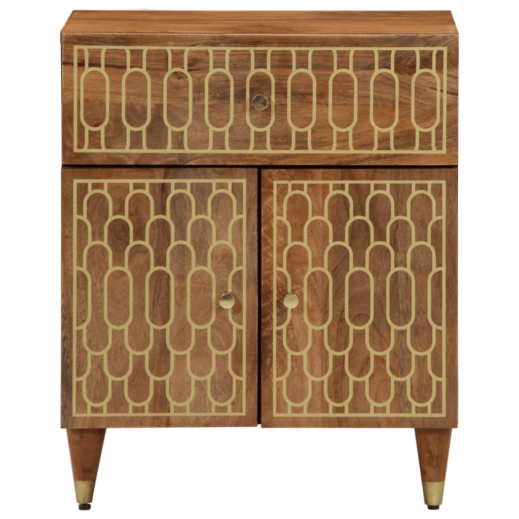 Mesita De Noche Madera Maciza De Mango 50x33x60 Cm_0