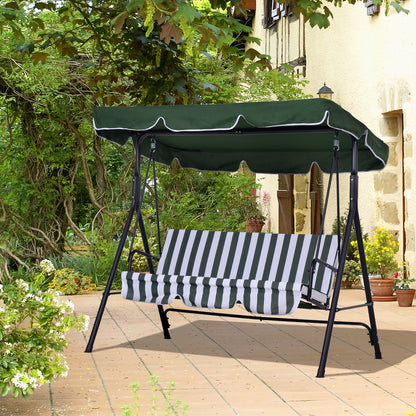 Outsunny Columpio De Jardín De 3 Plazas Con Techo Ajustable Acero 172x110x153 Cm_1
