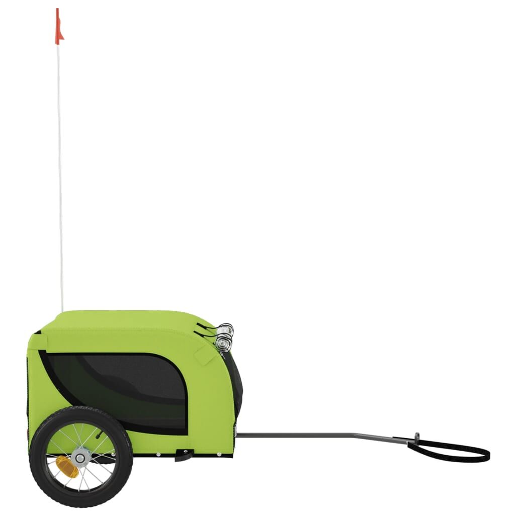 Vidaxl Remolque De Bicicleta Mascotas Hierro Tela Oxford Verde Negro_4
