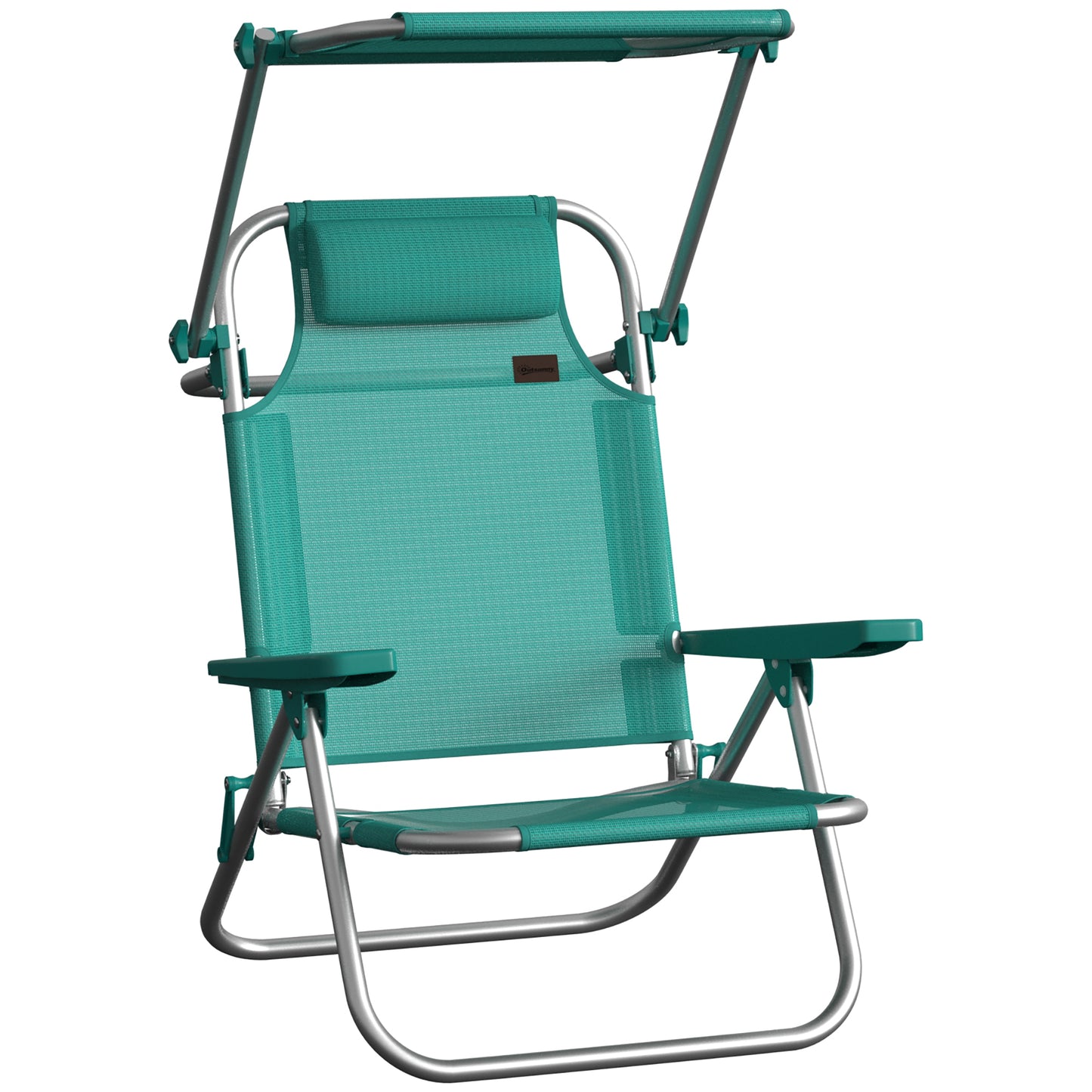 Outsunny Pack De 2 Sillas De Playa Plegables Con Respaldo Reclinable Turquesa_4