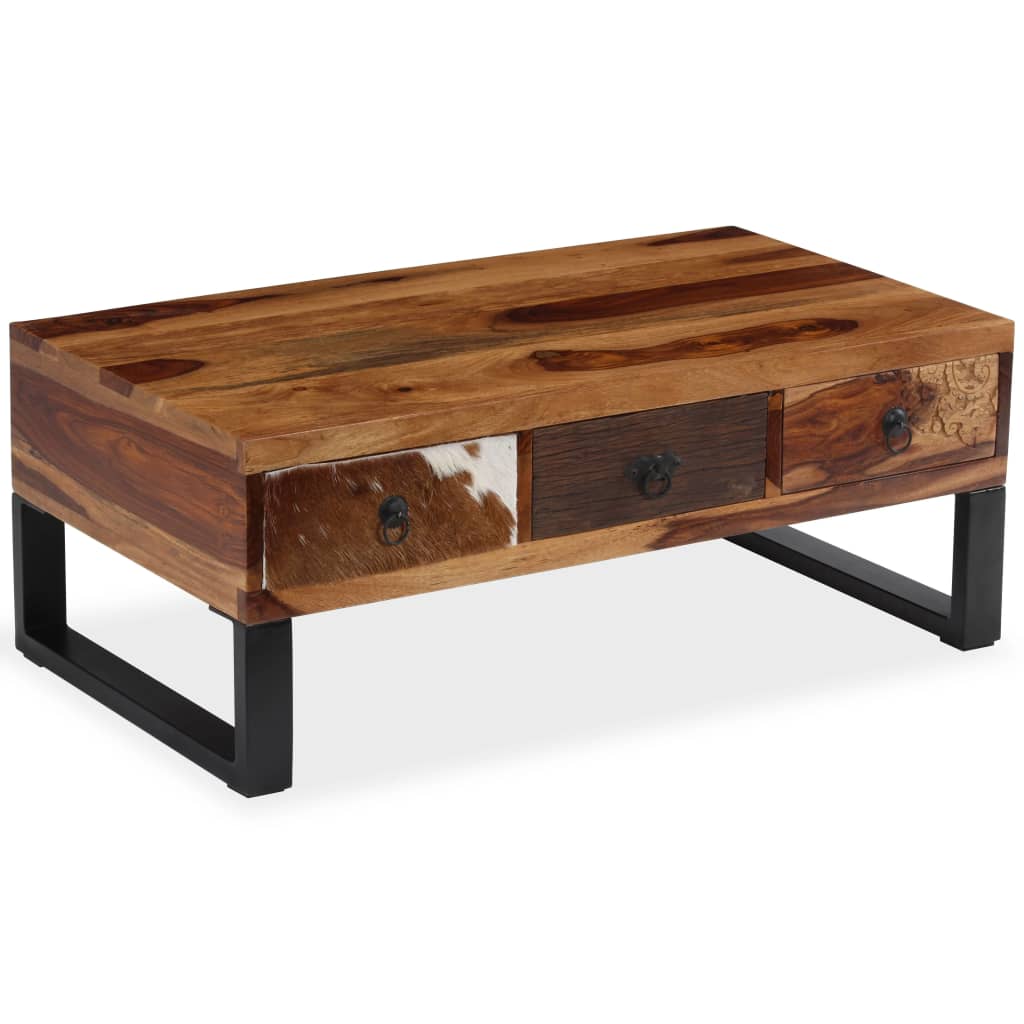 Mesa De Centro De Madera Maciza Sheesham 90x50x35 Cm_0