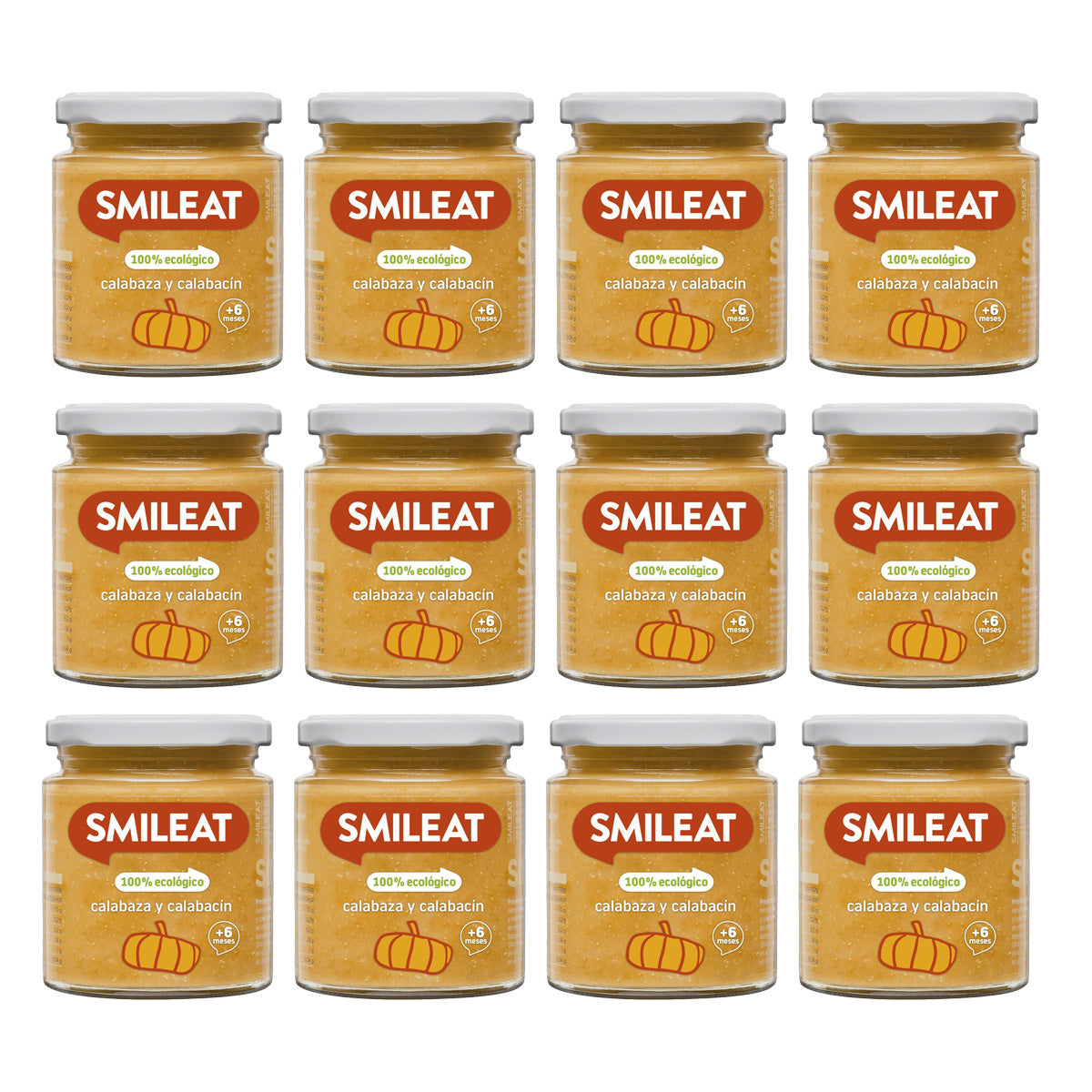 Pack 12x Tarrito BIO calabaza y calabacín +6 meses Smileat 230g