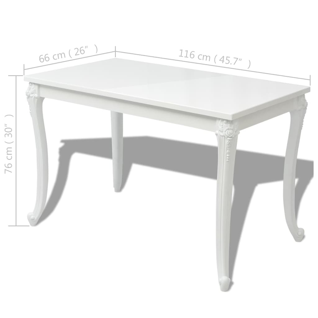 Mesa De Comedor Blanco Brillante 116x66x76 Cm_3