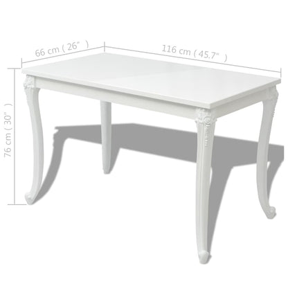 Mesa De Comedor Blanco Brillante 116x66x76 Cm_3