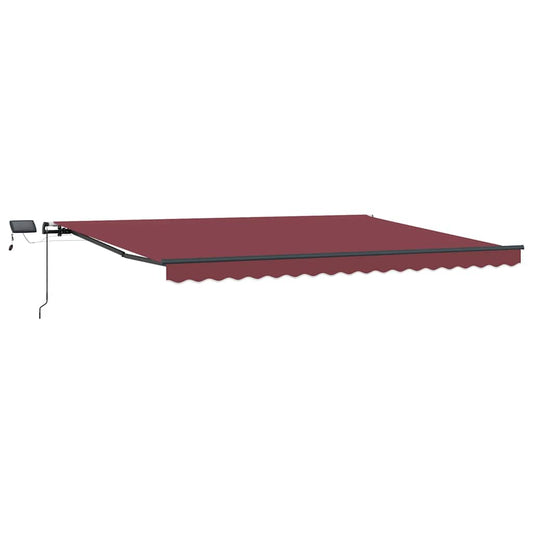 Toldo Retráctil Manual Con Luces Led Burdeos 400x300 Cm_0
