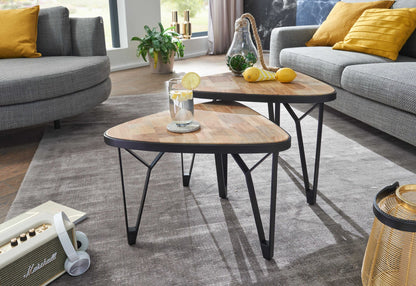 Diseño De 2 Mesas Nido De Madera Maciza De Mango / Acacia Triangular_2