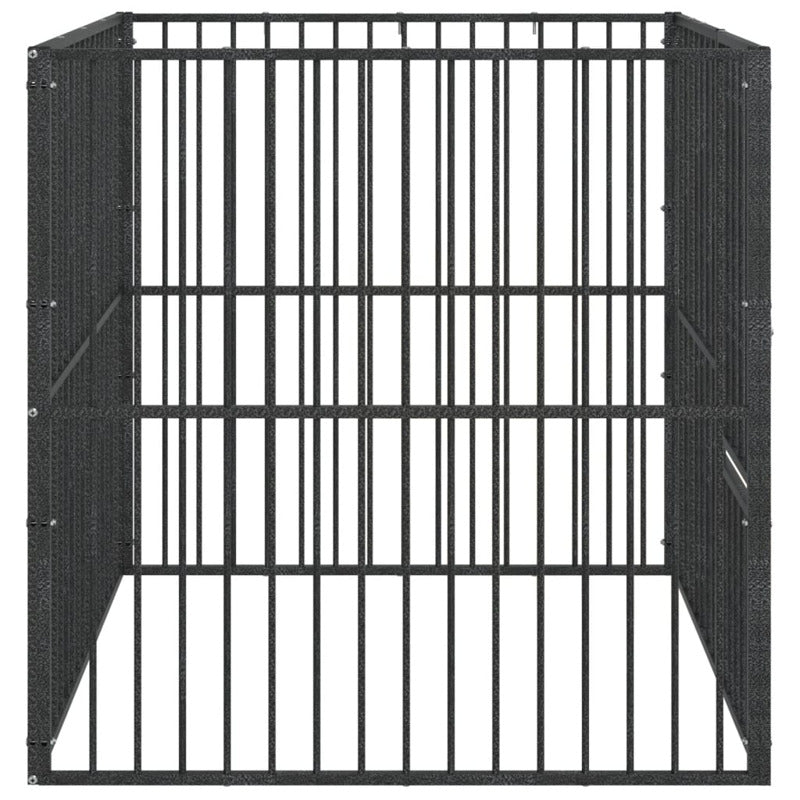 Vidaxl Corralito Para Perros Con 4 Paneles Acero Galvanizado Negro_5