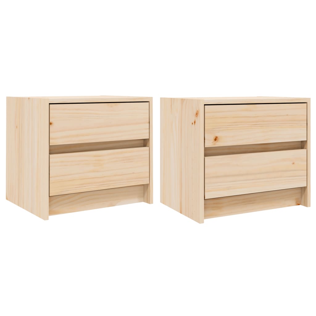 Mesitas De Noche 2 Uds Madera Maciza De Pino 40x31x35,5 Cm_0