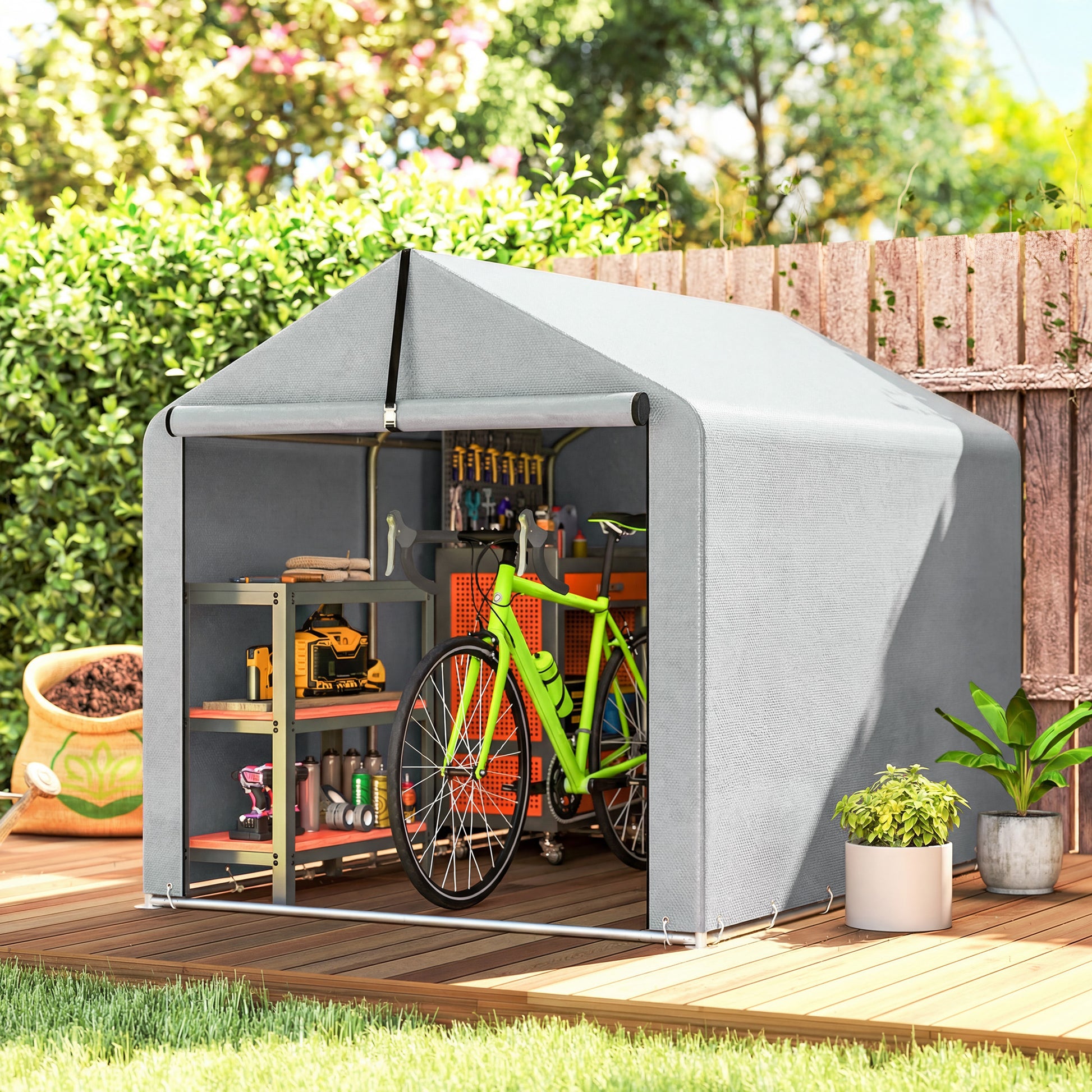 Outsunny Carpa De Jardín Exterior Para Herramientas Bicicletas 1,6x2,2x1,6 M_1