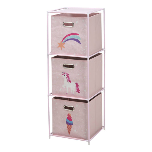 Well Home Estanteria Cajonera De 3 Estantes En Metal Color Rosa H.102cm