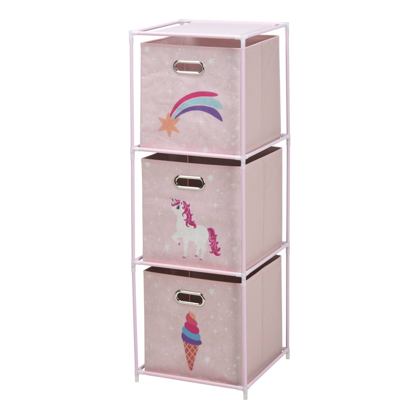 Well Home Estanteria Cajonera De 3 Estantes En Metal Color Rosa H.102cm_0