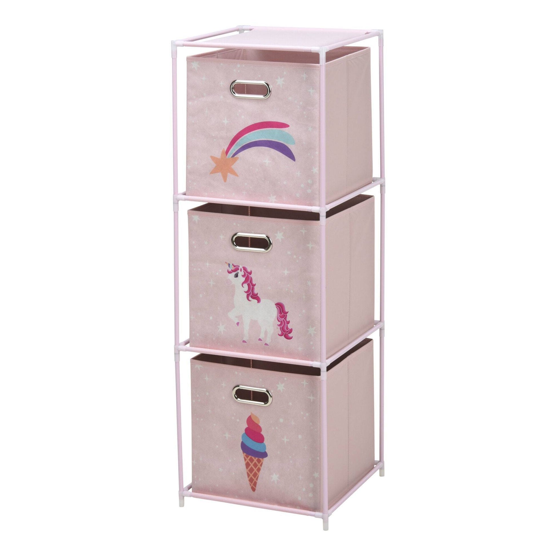 Well Home Estanteria Cajonera De 3 Estantes En Metal Color Rosa H.102cm_0