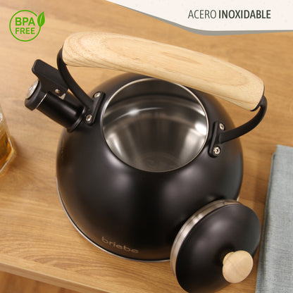 Briebe Nordic Set Tostadora Pan Ranura Ancha 2 Rebanadas + Tetera 2,3l Acero Inox, Inducción Libre Bpa,skt1177blk,negro_5