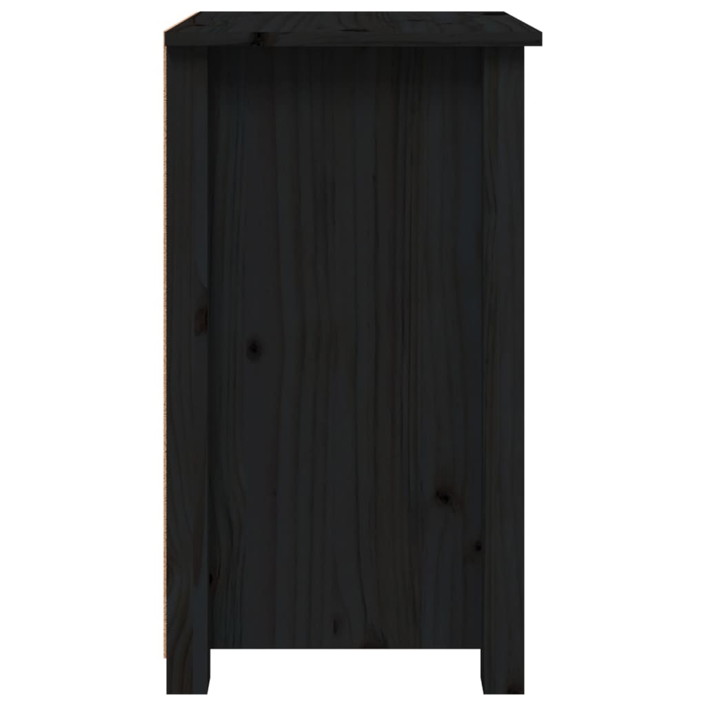 Mesita De Noche Madera Maciza De Pino Negro 40x35x61,5 Cm_3