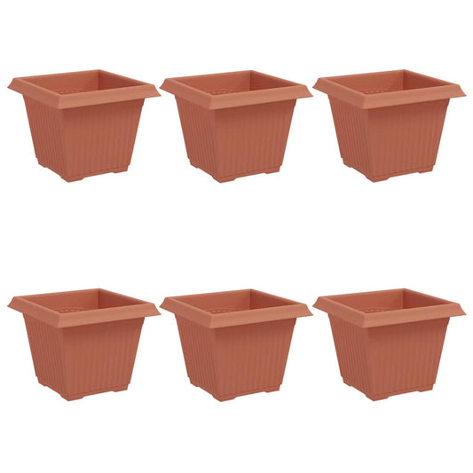 Maceta Cuadrada Para Flores 6 Uds. Rojo Ladrillo Plástico_0