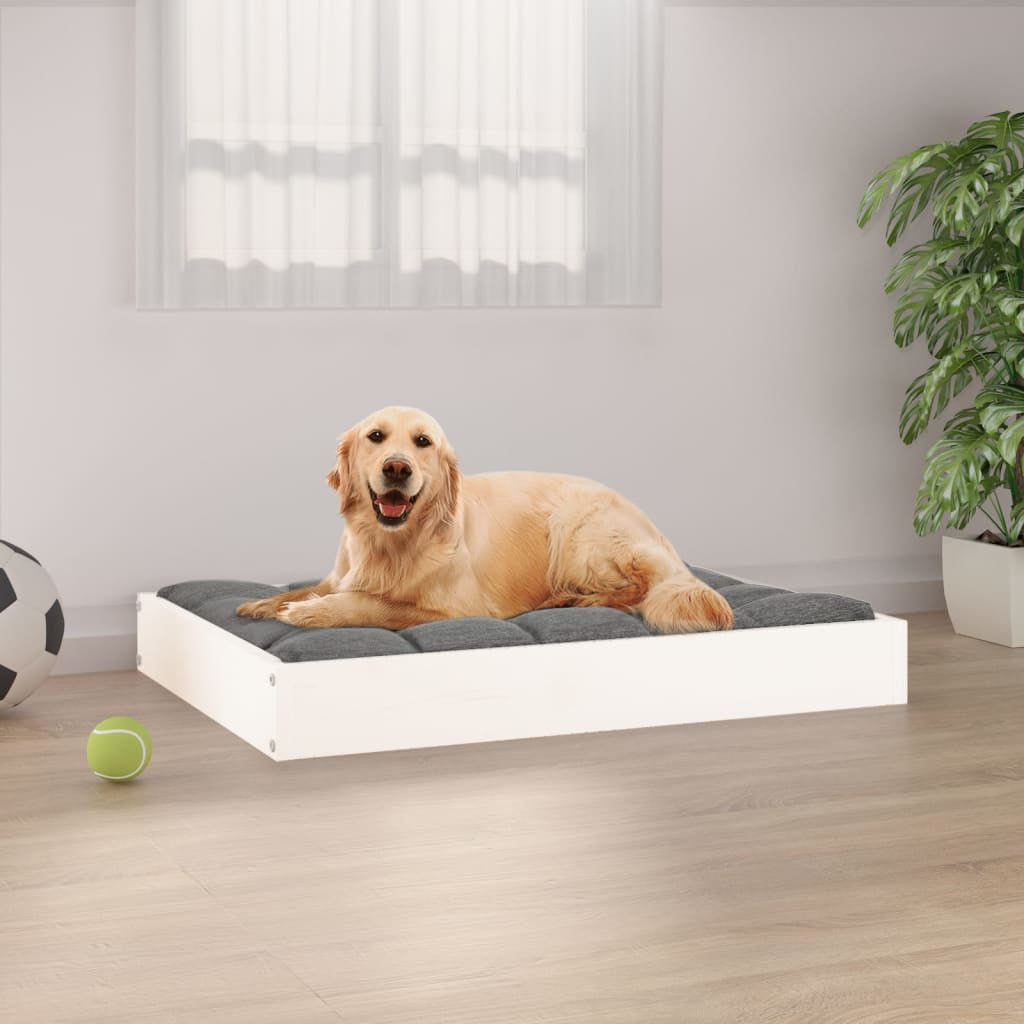 Vidaxl Cama Para Perros Madera Maciza De Pino Blanco 71,5x54x9 Cm_1
