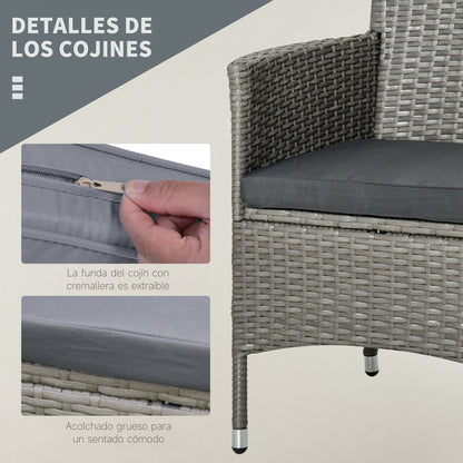 Outsunny Conjunto Muebles Para Exterior Con 1 Mesa 2 Sillas Con Cojines Gris_5