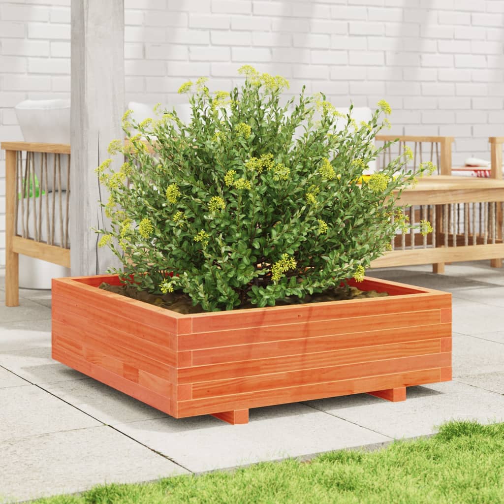 Jardinera De Madera Maciza De Pino Marrón Cera 80x80x26,5 Cm_2