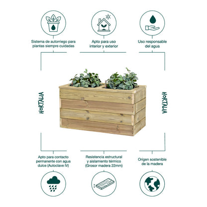 Jardinera De Madera Con Autorriego 75x40x40 Cm Nidum Basic Hortalia_4