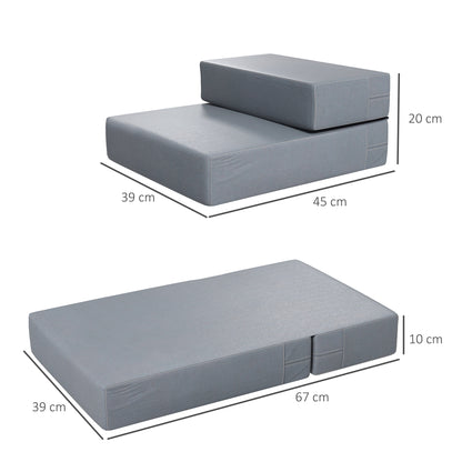 Pawhut Escalera Mascotas 2 Peldaños Cama De Perros Desmontable 45x39x20 Cm Gris_2